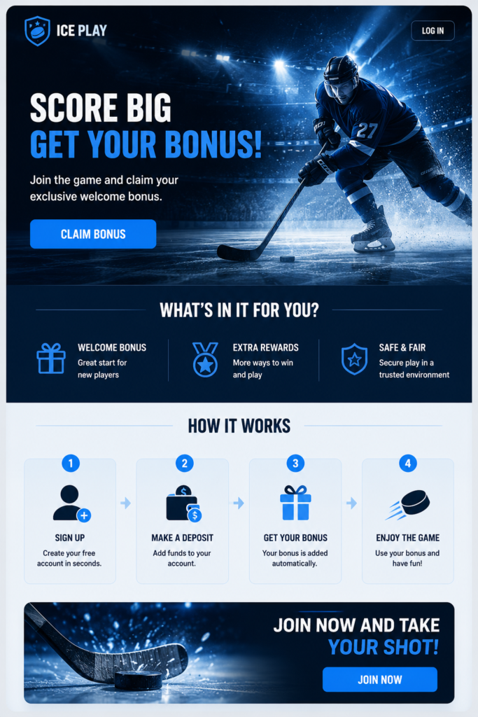 a landing page with an athlete and welcome gift to attract users
