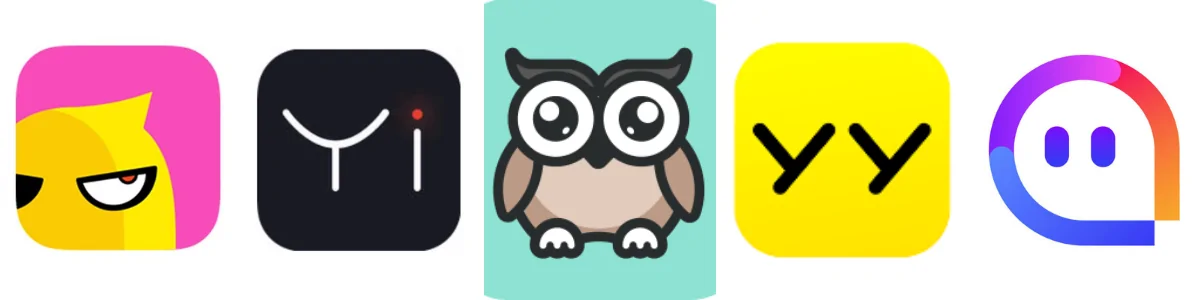 Top 5 platforms, from the left: Huajiao, Yizhibo, Inke, YY, Momo