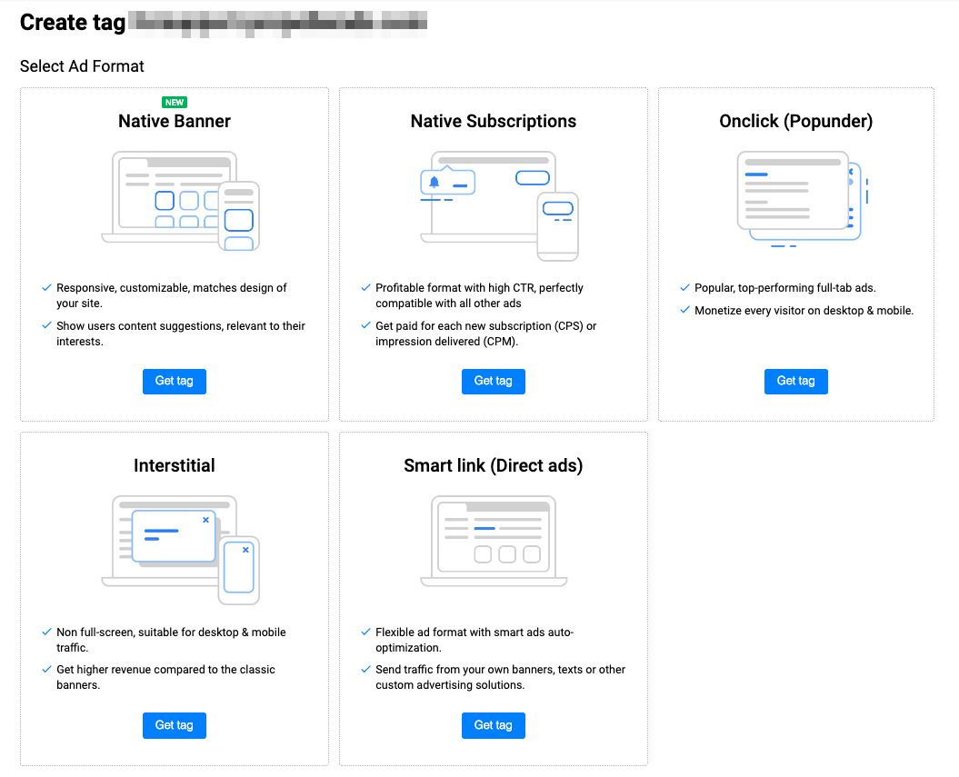 Monetization formats - publishers