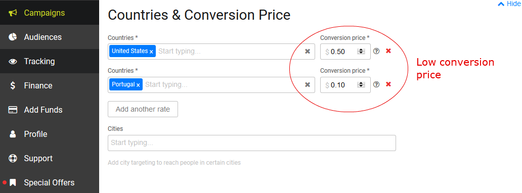 SmartCPA - Low conversion price