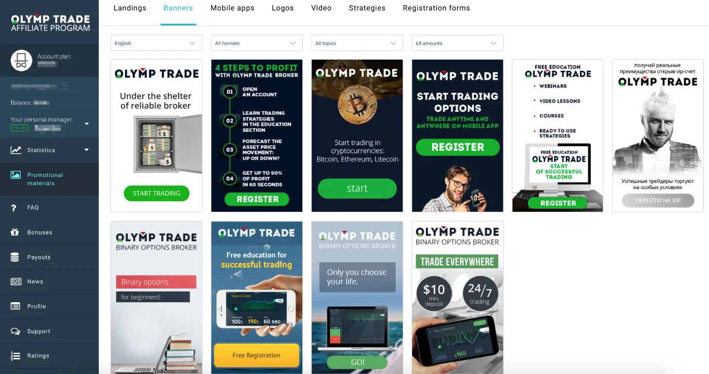 OlympTrade Affiliate Program - Promo Materials