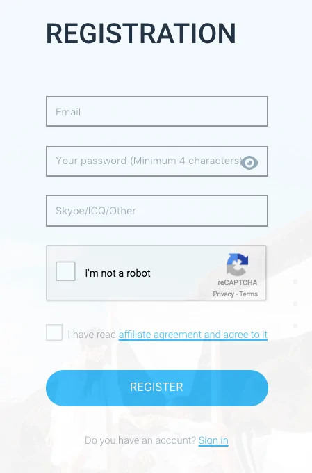 OlympTrade Affiliate Program - Registration