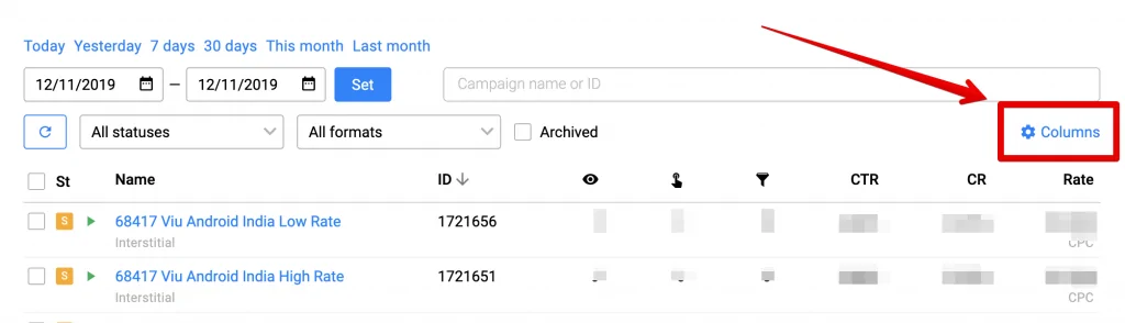PropellerAds - New campaign view page