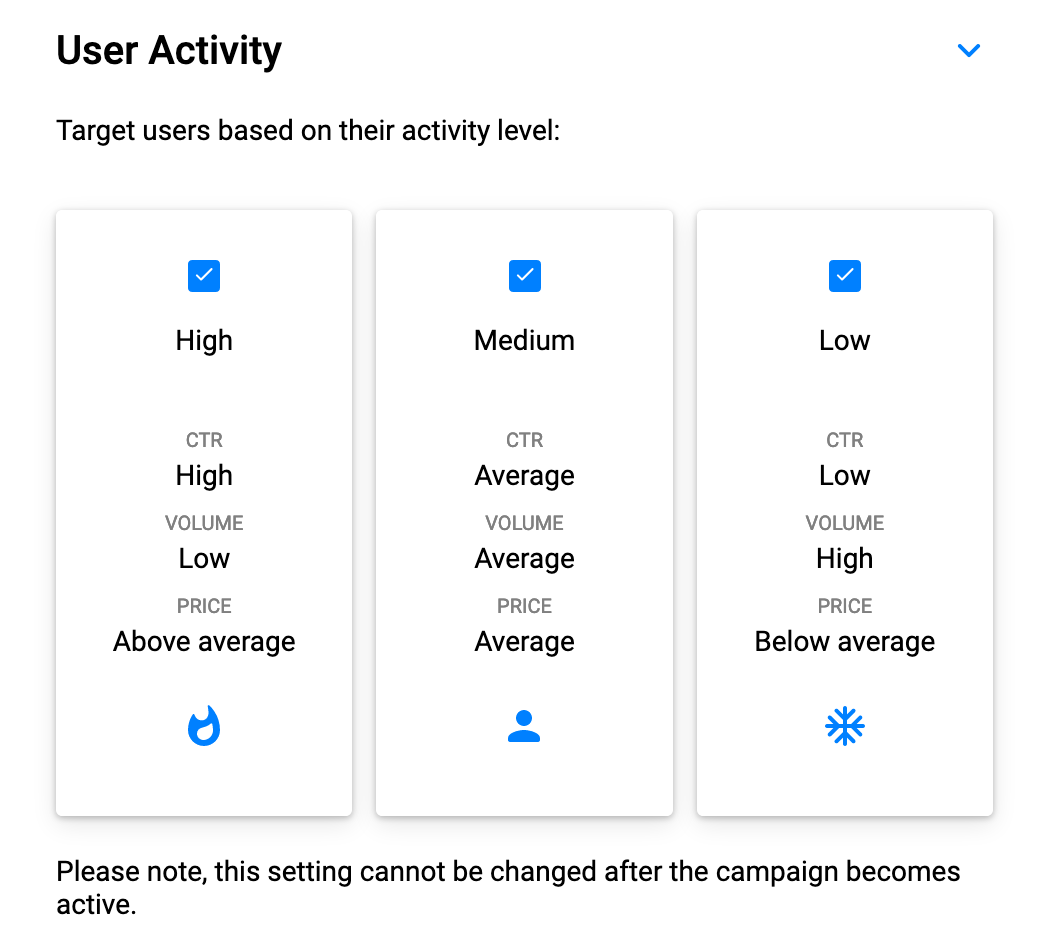propellerads - user activity targeting