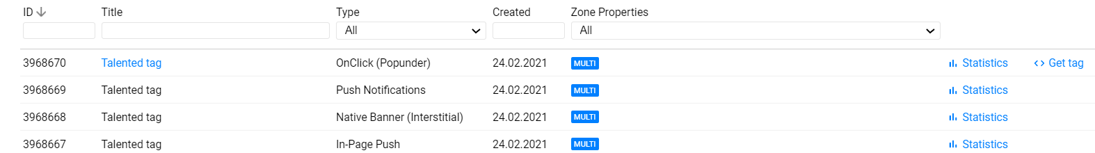 propellerads - multitag