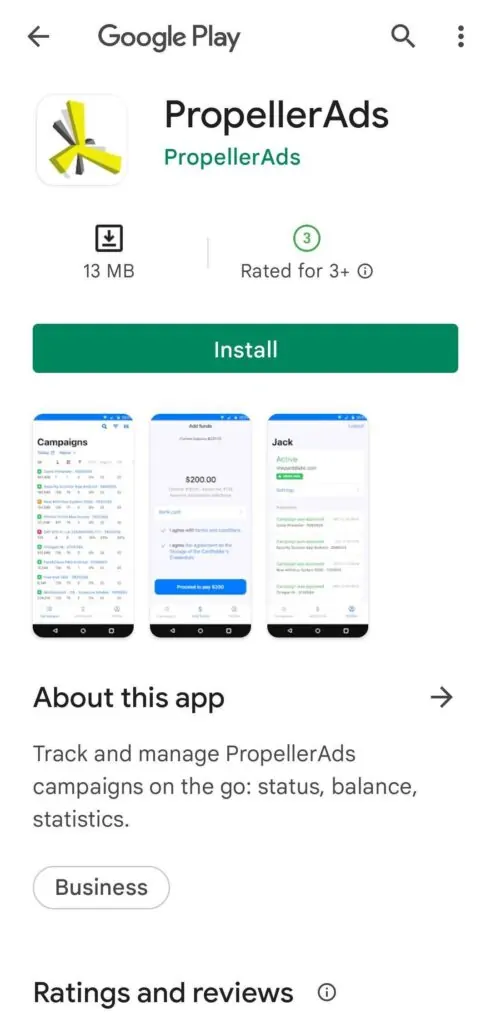 google play propeller install screenshot