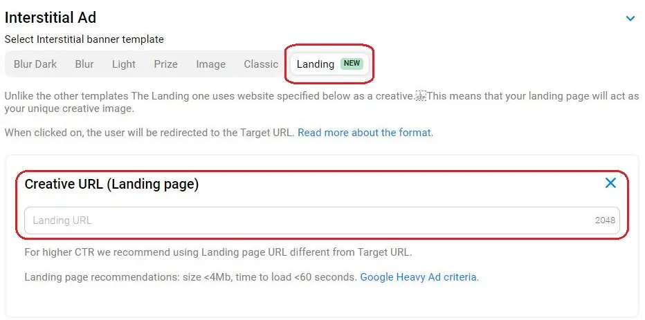 PropellerAds - Interstitial Landing Template