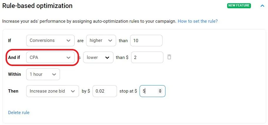propellerads - Defining the CPA for Rule-Based Optimization