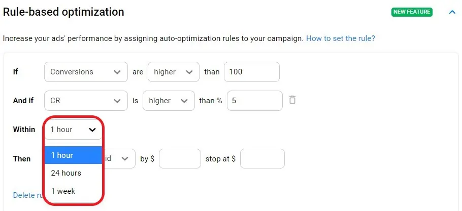 PropellerAds - Setting the Rule Based Optimization Time Frame