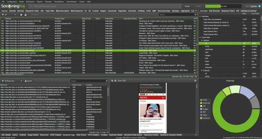 PropellerAds_Tools_Screamingfrog_Interface