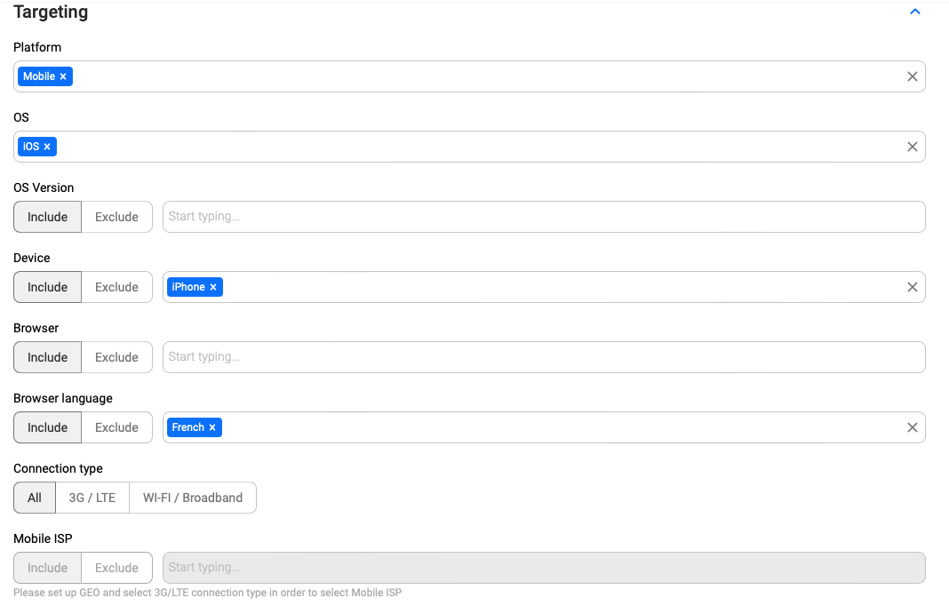propellerads-click2sms-configurações