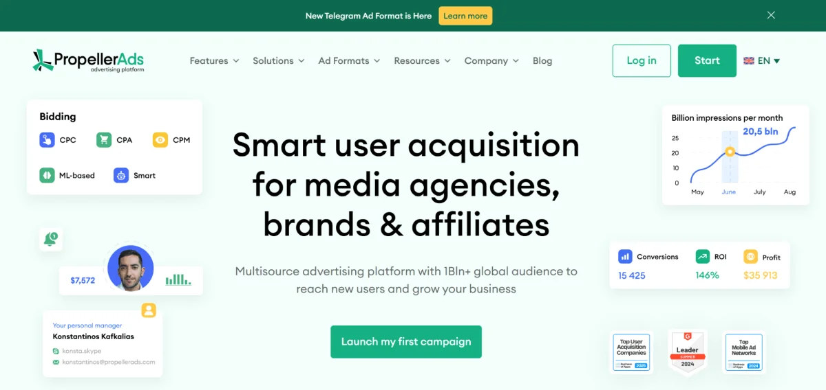 PropellerAds - mobile ads platform with multi-source traffic and high-converting ad formats