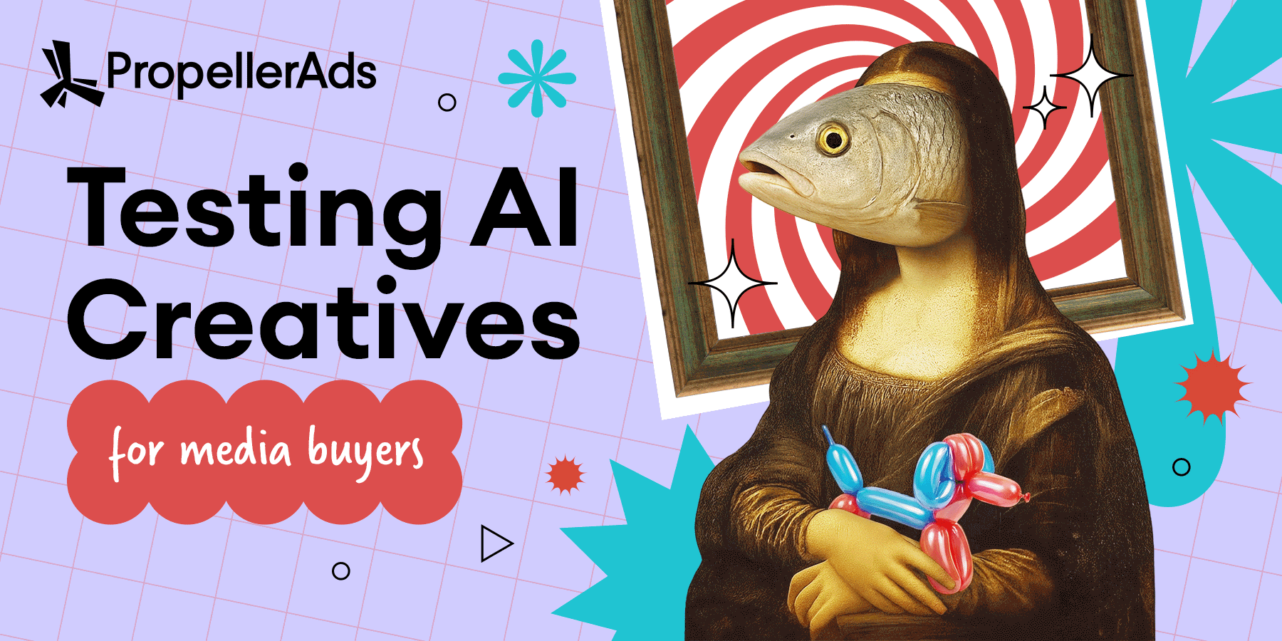 PropellerAds - testing AI creatives with multiple ad variations and performance metrics on screen