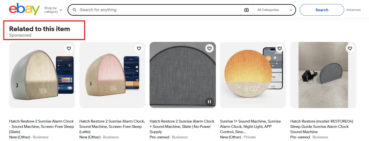 PropellerAds - Sponsored listings displayed below the product description on eBay
