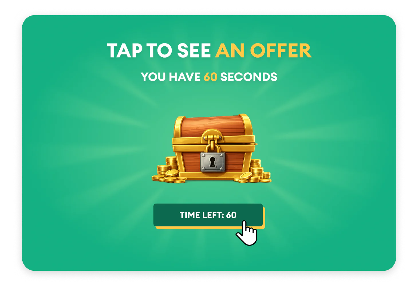 Users engages with an interactive creative via taps, swipes, quizzes, or other simple mechanics